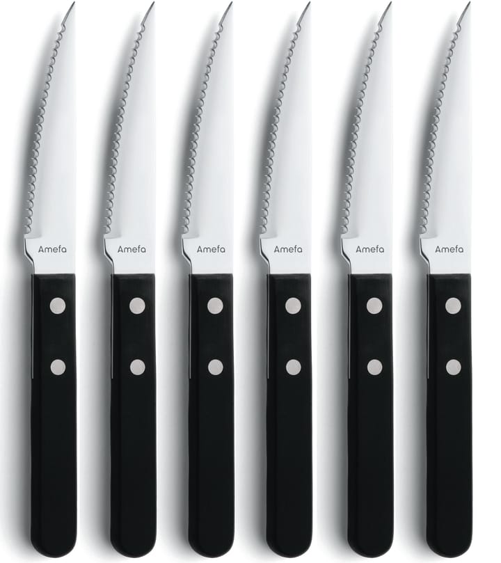 Cuchillos de carne Pizza Noir 6-pack, Negro Amefa