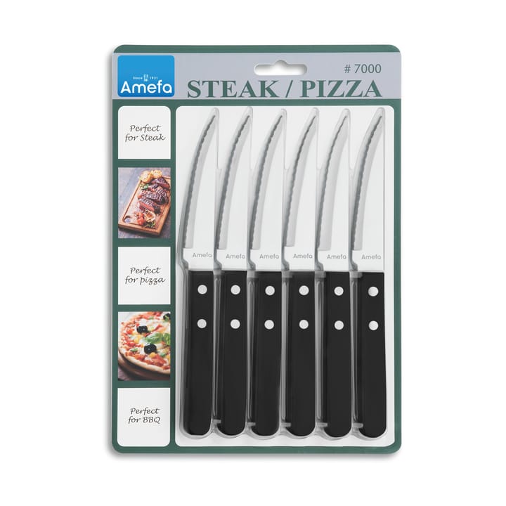 Cuchillos de carne Pizza Noir 6-pack, Negro Amefa