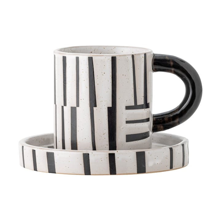 Taza con base Frankie 30 cl, Negro-blanco Bloomingville