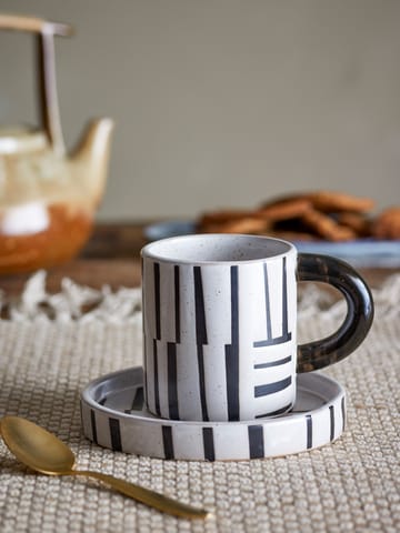 Taza con base Frankie 30 cl - Negro-blanco - Bloomingville