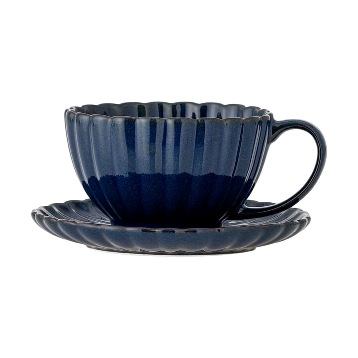 Taza Latina 22 cl con plato, Blue Bloomingville