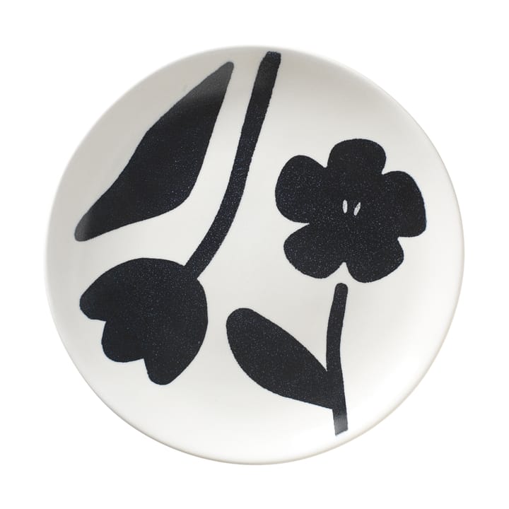 Plato Flora Ø20 cm - Black-off white - Broste Copenhagen