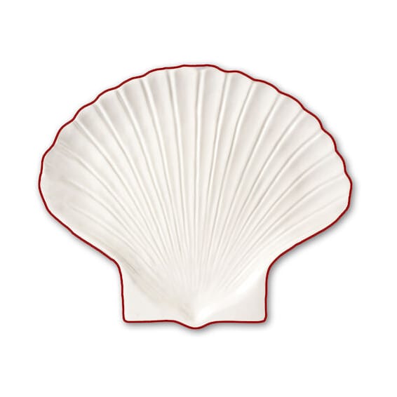 Plato Shell Line S 13x16 cm - Blanco-rojo - Byon