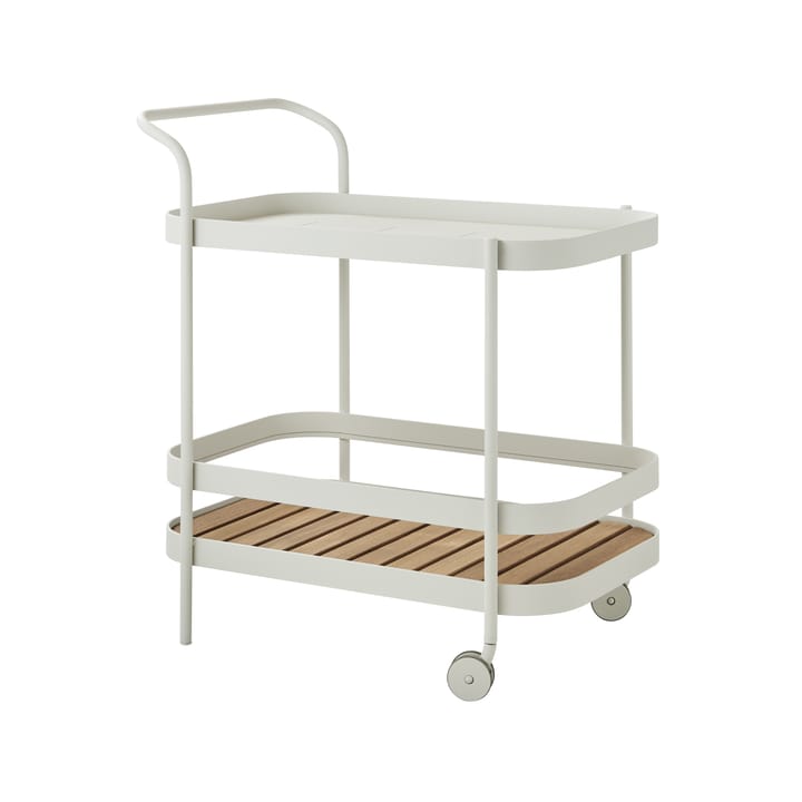 Carrito Roll, White, incl. tablero de mesa teca Cane-line