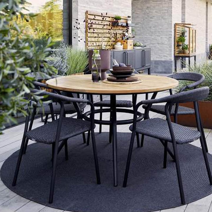 Mesa de comedor Joy redonda, Fossil black-gris claro Ø144 cm Cane-line