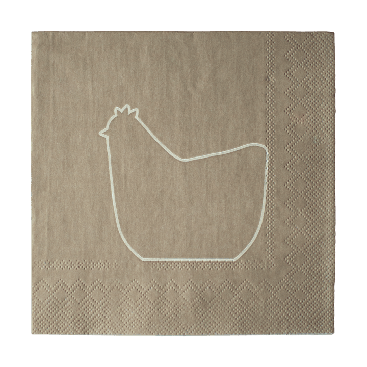 Servilleta de papel Happy hen 33x33 cm, set de 20 - Brown - DBKD