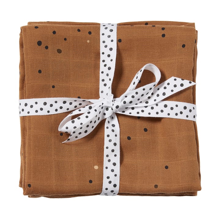 Mantas para bebé Dreamy Dots 120x120 cm, 2-packs - Mustard - Done by deer