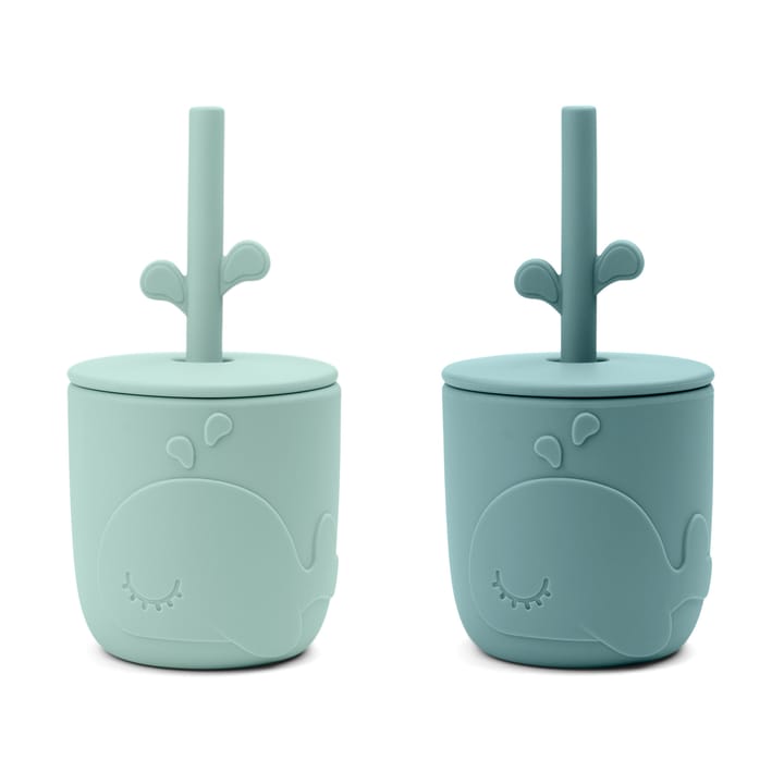 Tazas Wally con pajitas peekaboo, 2-pack, Blue Done by deer