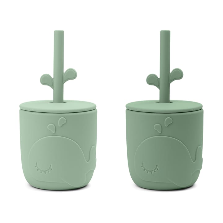 Tazas Wally con pajitas peekaboo, 2-pack - Green - Done by deer