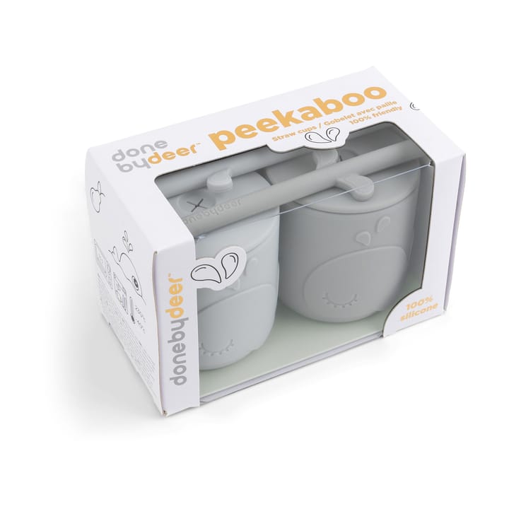 Tazas Wally con pajitas peekaboo, 2-pack, Grey Done by deer