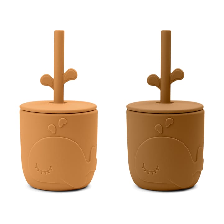 Tazas Wally con pajitas peekaboo, 2-pack - Mustard - Done by deer