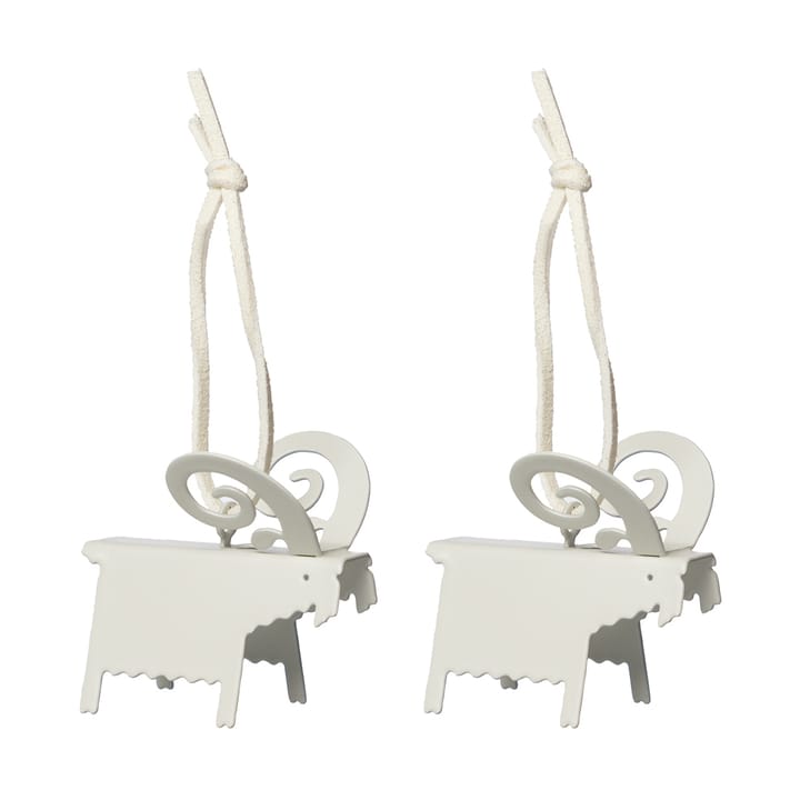 Colgante navideño Ernst cabra, 2-pack - Blanco 5 cm - ERNST