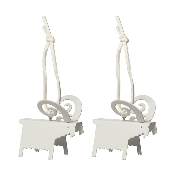 Colgante navideño Ernst cabra, 2-pack - Blanco 7 cm - ERNST