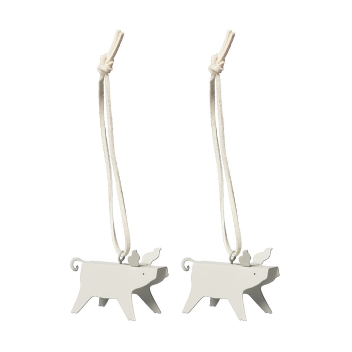 Colgante navideño Ernst cerdo, 2-pack - Blanco 5 cm - ERNST