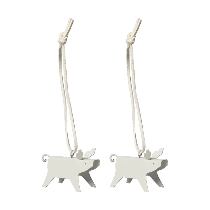 Colgante navideño Ernst cerdo, 2-pack - Blanco 7 cm - ERNST