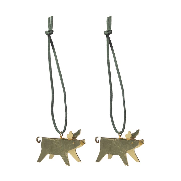 Colgante navideño Ernst cerdo, 2-pack - Latón 5 cm - ERNST