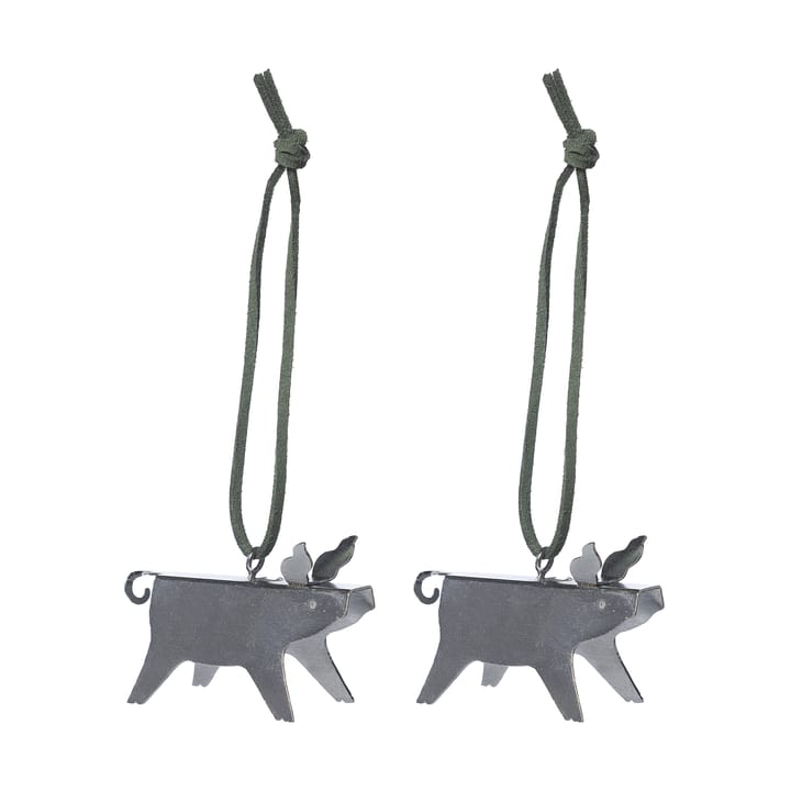 Colgante navideño Ernst cerdo, 2-pack - Plata 7 cm - ERNST