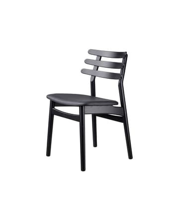 Silla J48 - Oak black painted-black leather - FDB Møbler