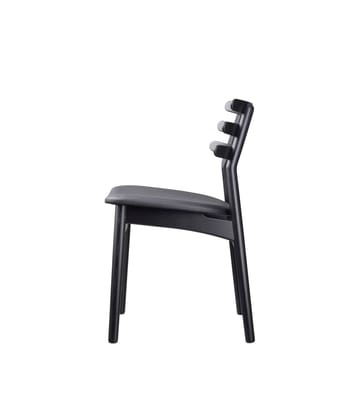 Silla J48 - Oak black painted-black leather - FDB Møbler