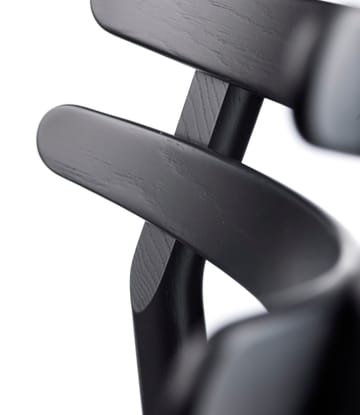 Silla J48 - Oak black painted-black leather - FDB Møbler