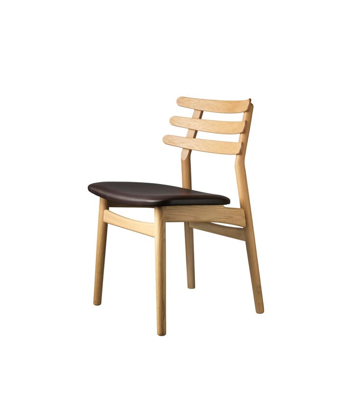 Silla J48, Oak nature lacquered-dark brown leather FDB Møbler