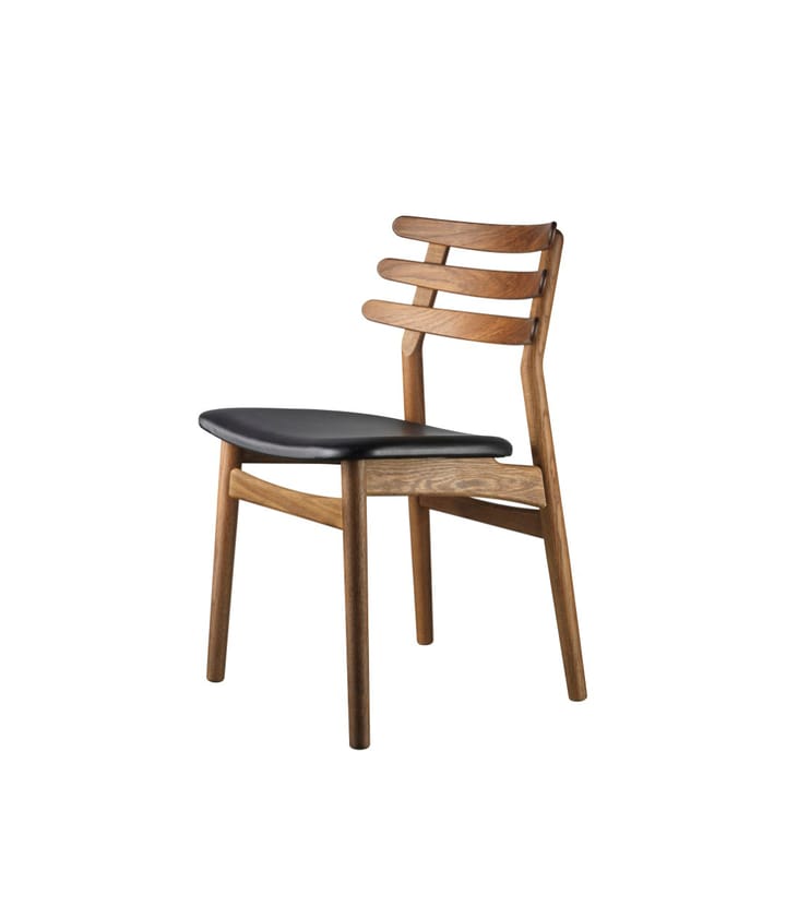 Silla J48 - Smoked oak nature lacquered-black leather - FDB Møbler