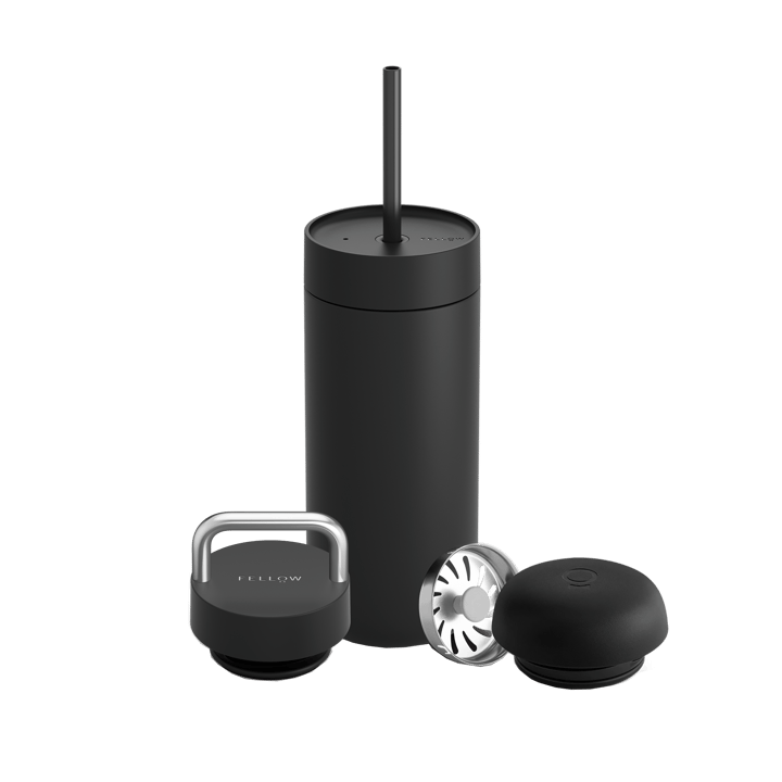 Taza térmica Carter Move con juego de tapones 3 en 1 - Matte black - Fellow