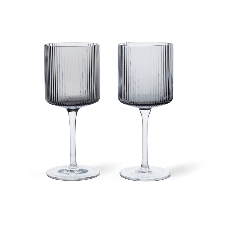 2 Copas de vino blanco Ripple 26 cl - Smoked grey - ferm LIVING