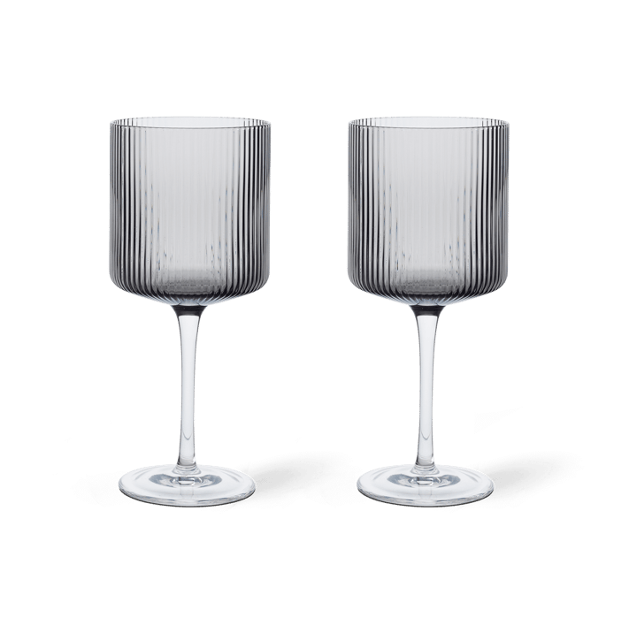 2 Copas de vino tinto Ripple 32,5 cl - Smoked grey - ferm LIVING