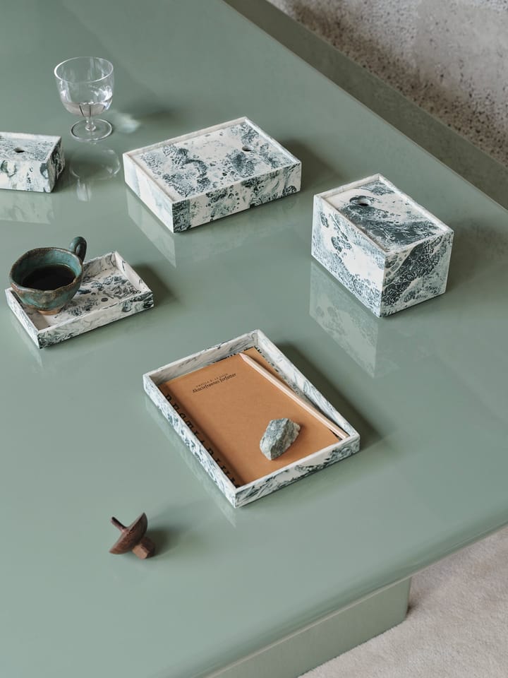 Caja de almacenamiento Mist 7,5x10 cm - Emerald-off white - ferm LIVING