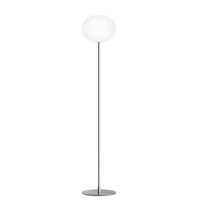 Lámpara de pie Glo-ball F2 - Cristal opal blanco, soporte plateado mate - Flos