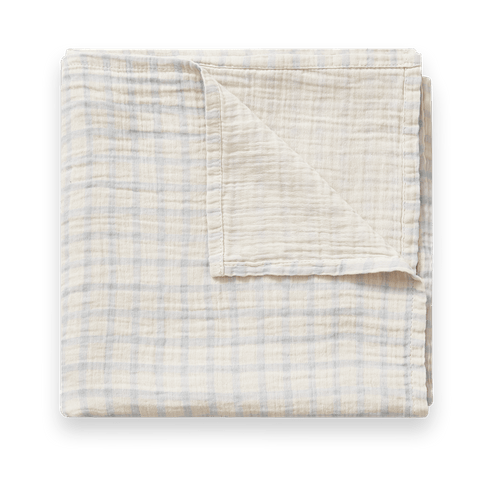 Manta de muselina Gingham Sky Blue Muslin - 110x110 cm - Garbo&Friends