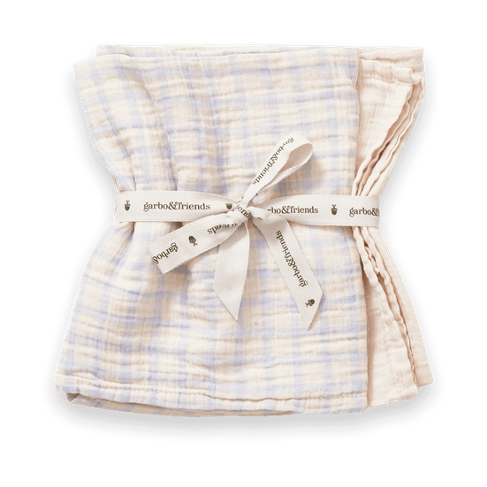 Mantas pequeñas Gingham Sky Blue Muslin 2 piezas - 60x60 cm - Garbo&Friends