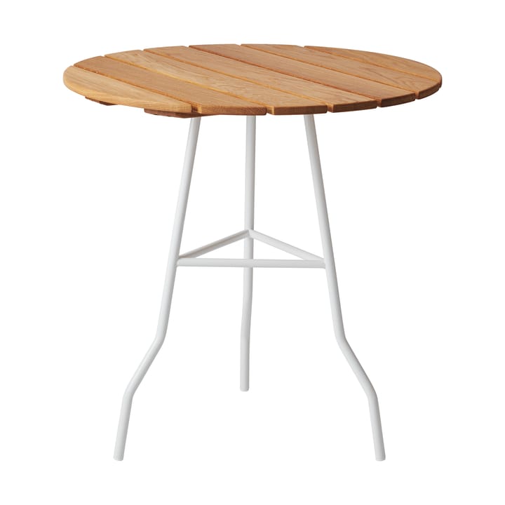 Mesa Pia Ø70 cm - Soporte de acero lacado blanco - roble aceitado - Gärsnäs