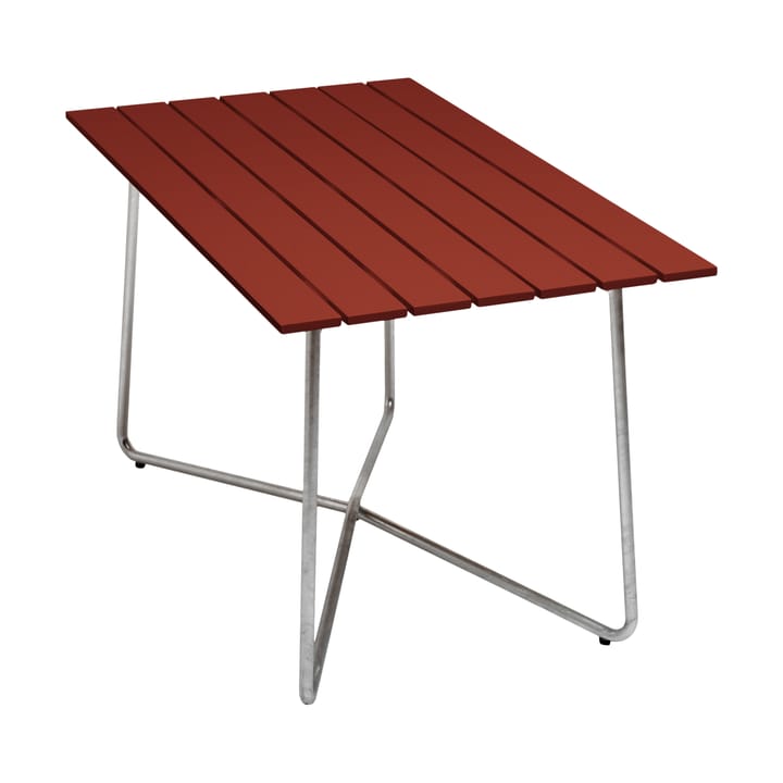 Mesa B25A - Dark red lacquered oak-galvanized base - Grythyttan Stålmöbler