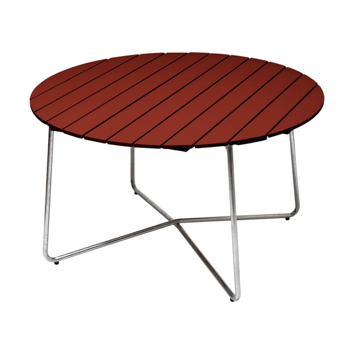 Mesa de comedor 9A - Dark red lacquered oak-galvanized base, Ø120 cm - Grythyttan Stålmöbler