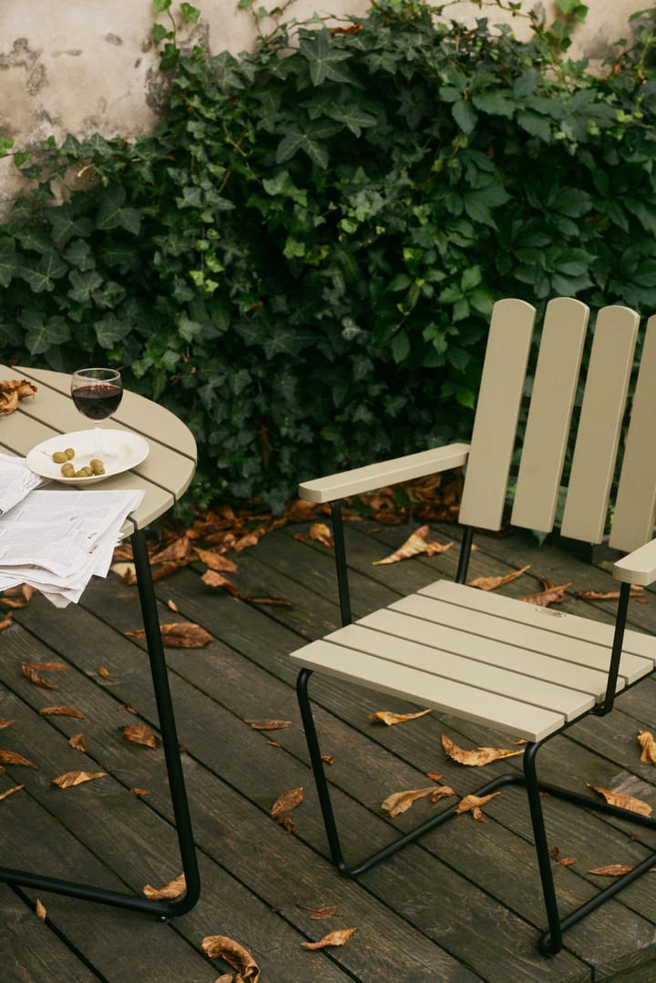 Mesa de comedor 9A, Light green oak-black base, Ø100 cm Grythyttan Stålmöbler