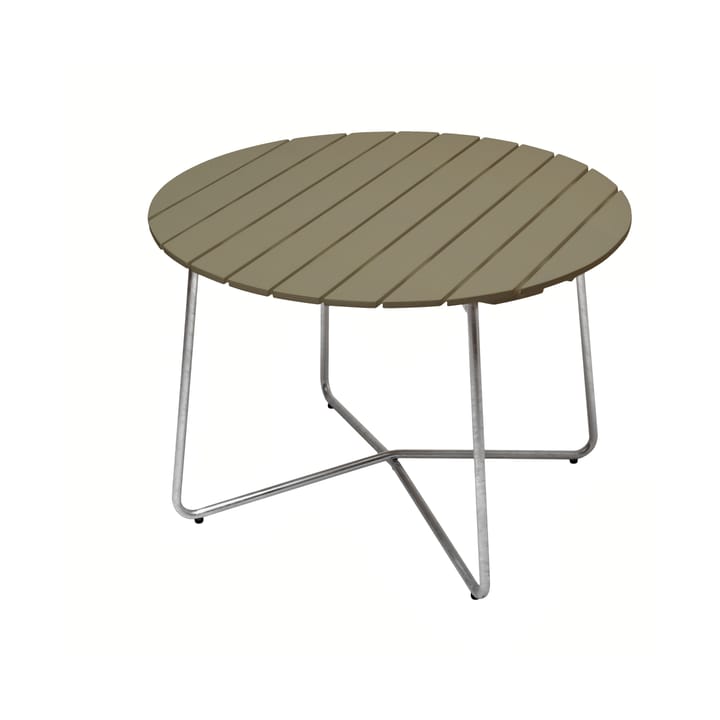 Mesa de comedor 9A - Light green oak-hot galvanized base, Ø100 cm - Grythyttan Stålmöbler