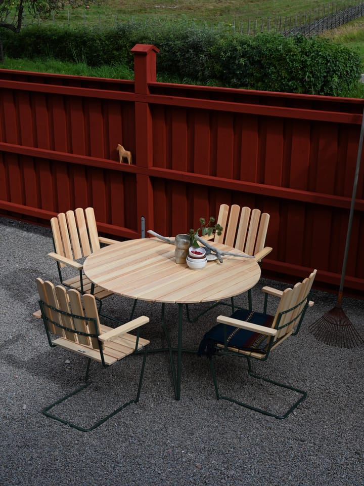 Mesa de comedor 9A, Oiled pine-green base, Ø120 cm Grythyttan Stålmöbler