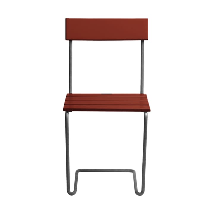 Silla 1, Dark red lacquered oak-galvanized base Grythyttan Stålmöbler