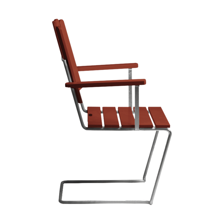 Sillón A2, Dark red lacquered oak-galvanized base Grythyttan Stålmöbler