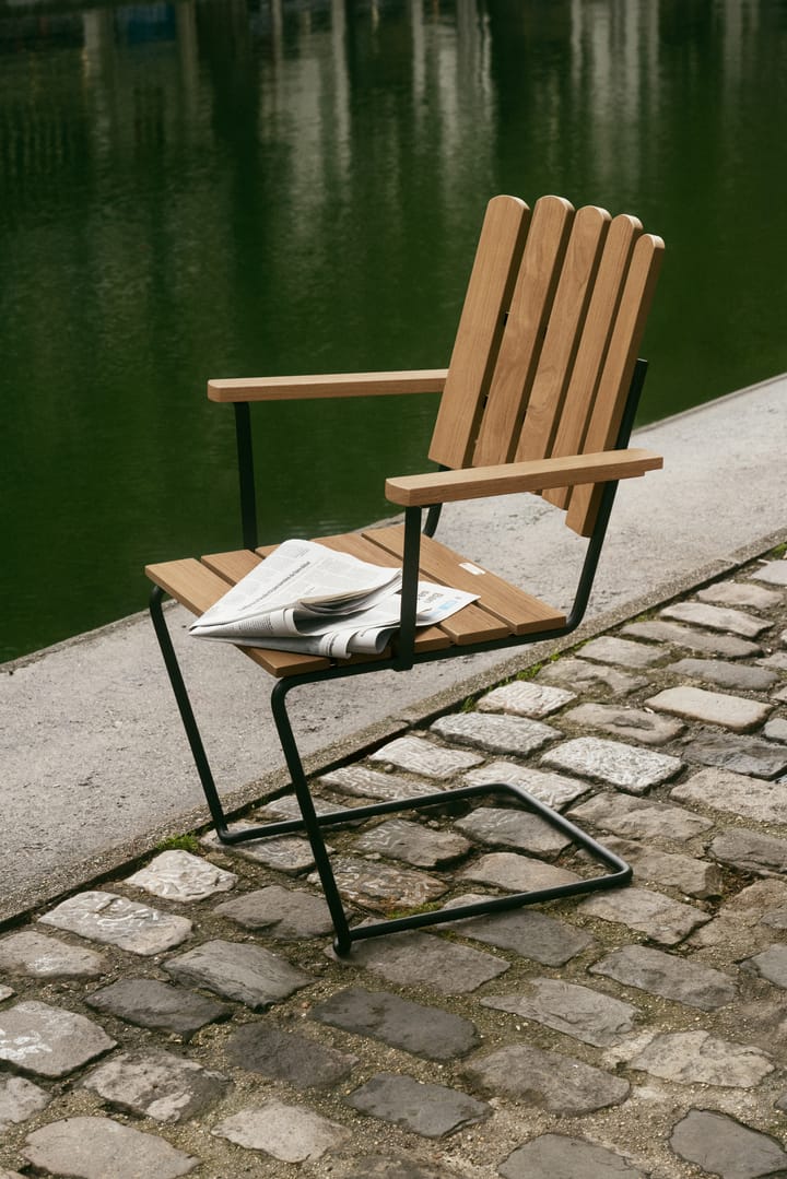 Sillón A2, Untreated teak-black base Grythyttan Stålmöbler