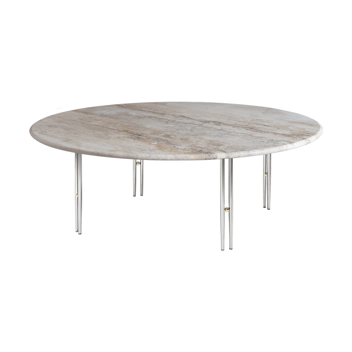 Mesa de centro IOI - Rippled beige-soporte cromo ø100 cm - GUBI