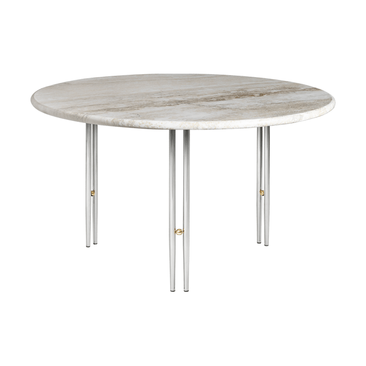 Mesa de centro IOI - Rippled beige-soporte cromo ø70 cm - GUBI