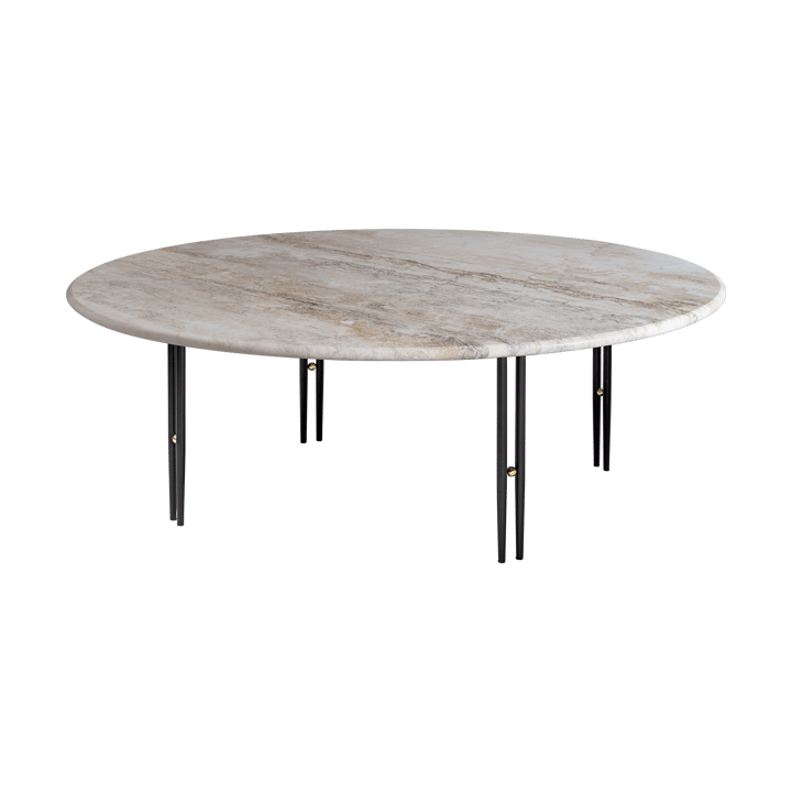 Mesa de centro IOI - Rippled beige-soporte negro ø100 cm - GUBI