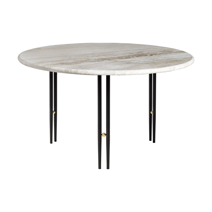 Mesa de centro IOI - Rippled beige-soporte negro ø70 cm - GUBI