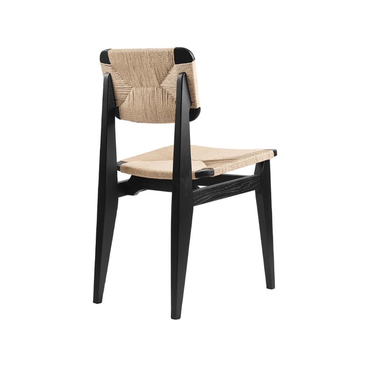 Silla C-Chair, Black stained oak, asiento y respaldo trenzado natural GUBI