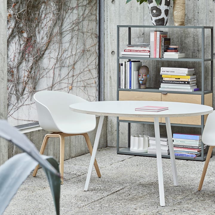 Mesa de comedor Loop Stand redonda, White laminate-white, Ø105 cm HAY