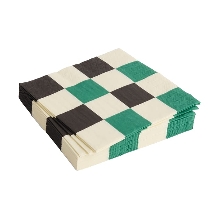 Servilleta Pattern Lunch Check 33x33 cm, set de 20 - Off white-green-black M - HAY