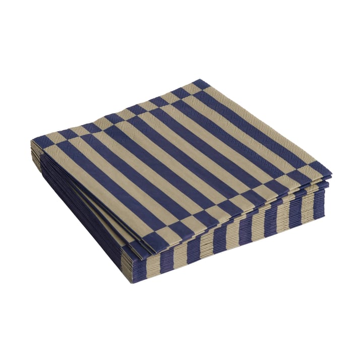 Servilleta Pattern Lunch Stripe 33x33 cm, set de 20 - Dark blue-dark sand pillar - HAY